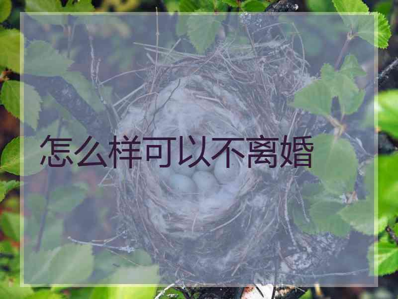 怎么样可以不离婚 怎么样可以不离婚