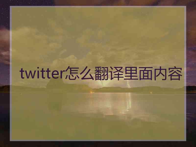 twitter怎么翻译里面内容