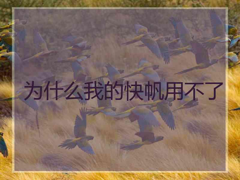 为什么我的快帆用不了
