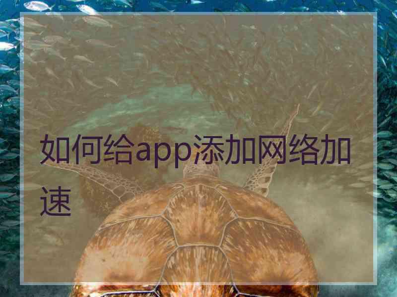 如何给app添加网络加速